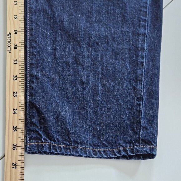 Uniqlo Jean Women 32 Indigo Relaxed Tapered High Rise Cropped Fabric By Kaihara - Picture 8 of 16